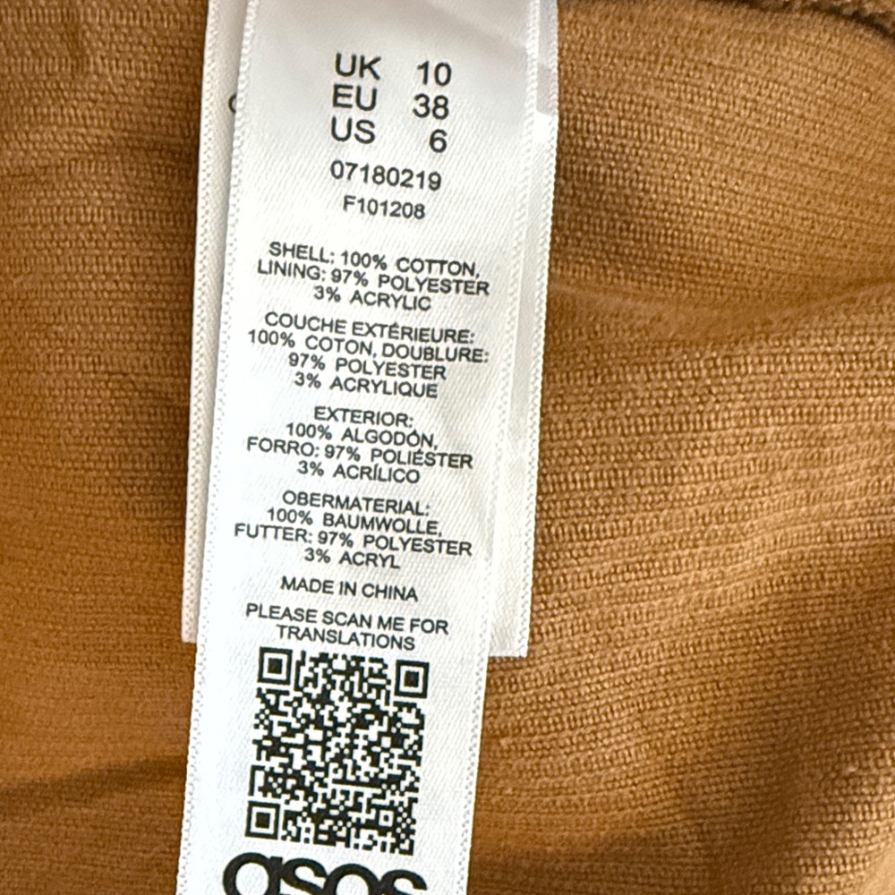 ASOS Denim Corduroy Sherpa Jacket -Brown - Size US 6 - Picture 4 of 16